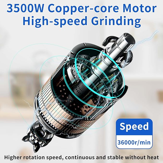Electric Grain Mill 3500W Superfine Powder Grinder Dry Grinder Machine 36000r/min High-speed Grain Mill 270° swingable Dry Material Grinding Machine Stainless Steel Pulverizer 2000g