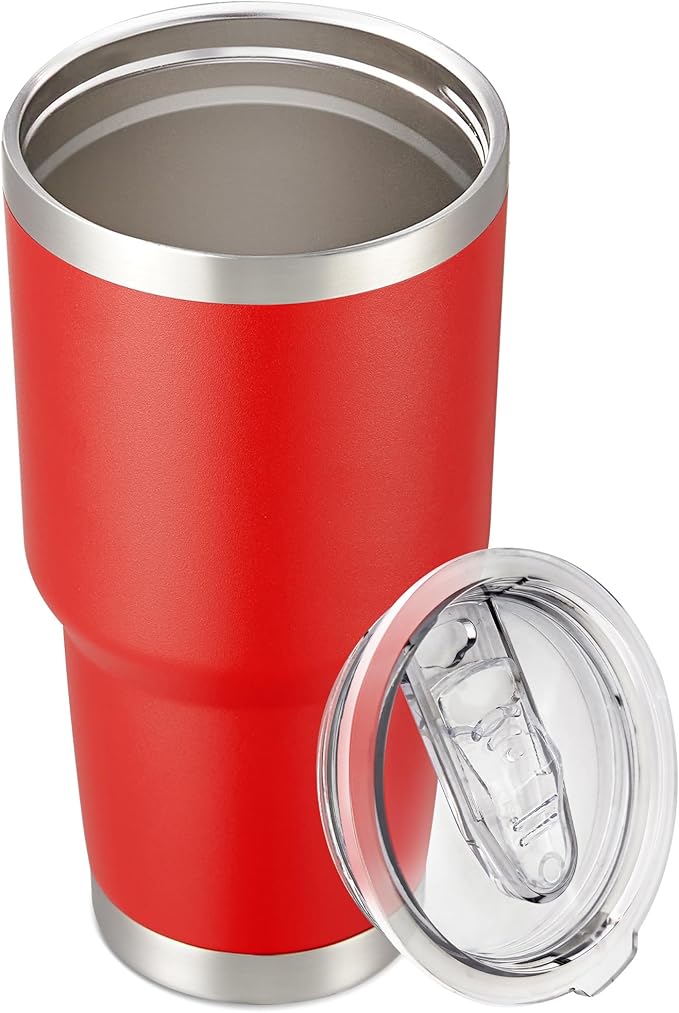 30 oz Tumbler with Lid Stainless Steel Tumblers Vacuum Insulated Cup Reusable Powder Coated Travel Mug Double Wall Leak Proof Portable Cups Keep Cold Drinks for 12 Hours, Wine Red, 1 Pack