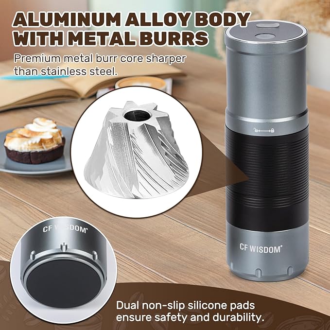 Electric Coffee Grinder Dual-Mode Electric and Manual Grinding 7-Speed Precision Grinding Portable Coffee Bean Grinder Suitable for Espresso, French Press, and Drip Coffee