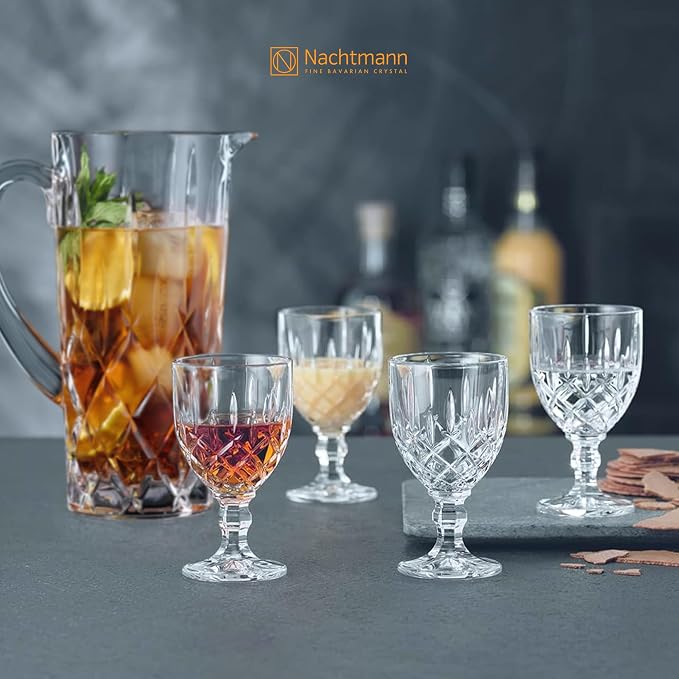 Nachtmann Noblesse 5 Piece Set, Pitcher and 4 Stemmed Glasses, Clear | Glass
