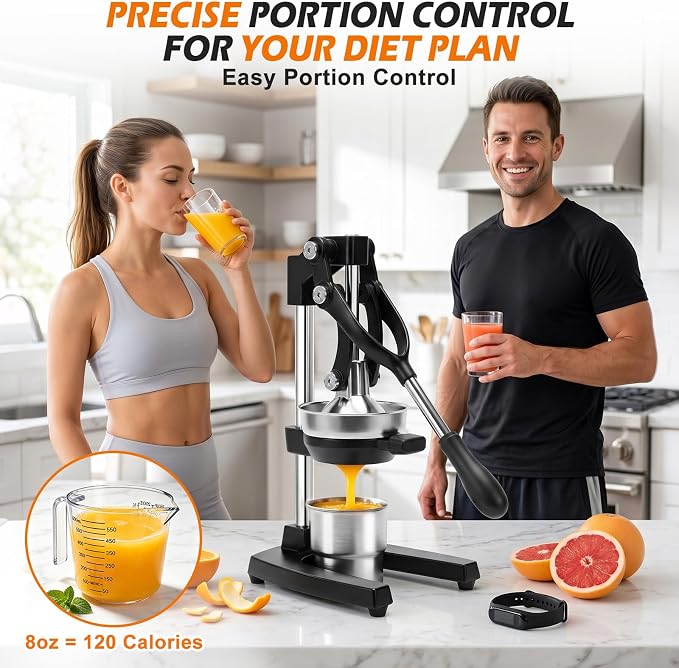 Ultra Premium Cast Iron Juicer, Heavy Duty Manual Citrus Juicer Press with Complete Accessory Kit, Stainless Steel Hand Juicer Squeezer for Lemon, Orange, Lime, Pomegranate