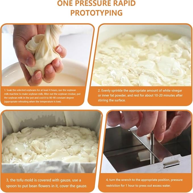 Tofu Presses Stainless Tofu Press Adjustable Paneer Maker with Drain Hole and Drip Tray 16129cm Cheese for Making 1kg Tofu Cheese for Home&Kitchen White