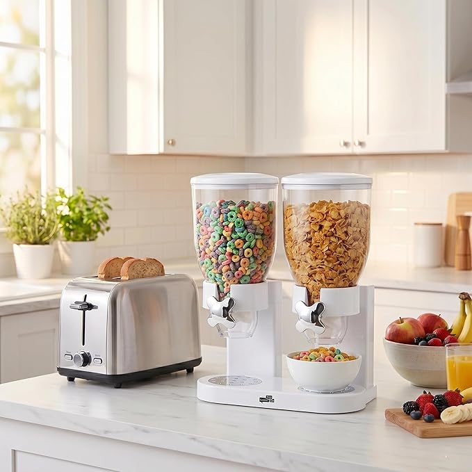 Zevro /GAT201C Indispensable Dry Food Dispenser, Dual Control, White/Chrome