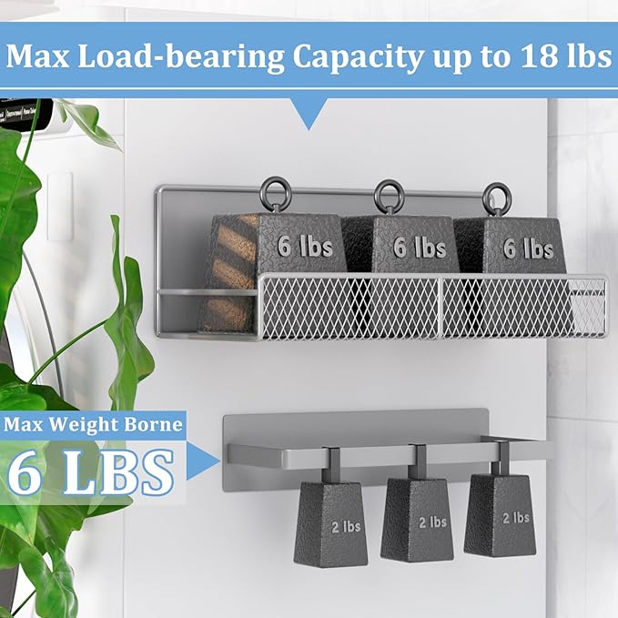 DTUQYX Magnetic Shelf for Washing Machine 4-Pack: Widen Magnetic Laundry Organizer (5"-6") with Hanger Organizer, Strong Magnet, Rust Proof, Heavy Duty Magnetic Spice Rack for Refrigerator (Grey)