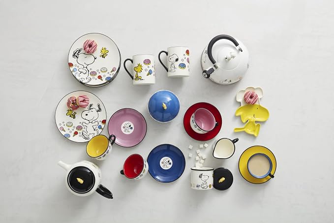 Lenox Teacup Set, Chef Snoopy Tea Cups And Saucers, Sets Of 4, Service For 4, Porcelain Material, Dishwasher And Microwave Safe, Tea Set, Mug, Snoopy Design (Assorted, 8 Pieces, 10 Ounce Capacity)