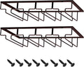 MOCOUM Wine Glasses Rack Under Cabinet Stemware Rack, Wine Glass Hanger Rack Wire Wine Glass Holder Storage Hanger for Cabinet Kitchen Bar (Brown, 4 Rows 2 Pack)