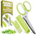 Herb Scissors with 5 Blades and Cover – Stainless Steel Herb Cutter with Ergonomic Handle and Cleaning Brush, Dishwasher Safe Design – 5x Faster Cutting of Cilantro, Parsley, Green Onion & Fresh Herbs