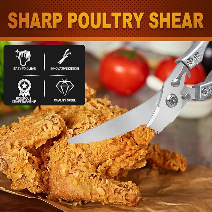 Kitchen Scissors, Poultry Shears Heavy Duty, Heavy Duty Poultry Shears, Stainless Steel Poultry Scissors for Turkey, Chicken, Thanksgiving, Christmas Day