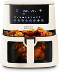 Dash Clear View Digital Air Fryer - Has AirCrisp® Technology - For Family-Sized Meals - Digital Touchscreen & Extra-Large Crisper Drawer - 7 Quarts - Cream