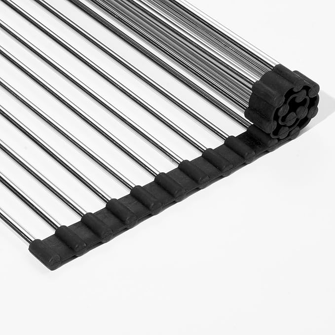 Houzer RO-1700 - Stainless Steel Rolling Mat for Granite Workstation Sinks, Multipurpose Rack for Drying Dishes, Washing Fruit, or Holding Utensils, Durable Sink Accessory
