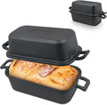 Demine Cast Iron Loaf Pan with Lid 9x5 Inch – Dutch Oven Bread Pan for Sourdough, Banana Bread, Meatloaf – Even Heat, Non-Stick, Oven Safe Baking Pans