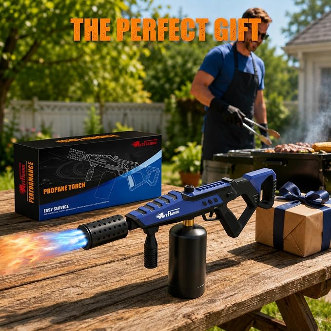 ARTFLAMM Powerful Propane Torch, Kitchen Blow Torch with Adjustable Flame, Detachable Cooking Torch for Searing Steak, Camping, BBQ, Welding (Tank Not Included)