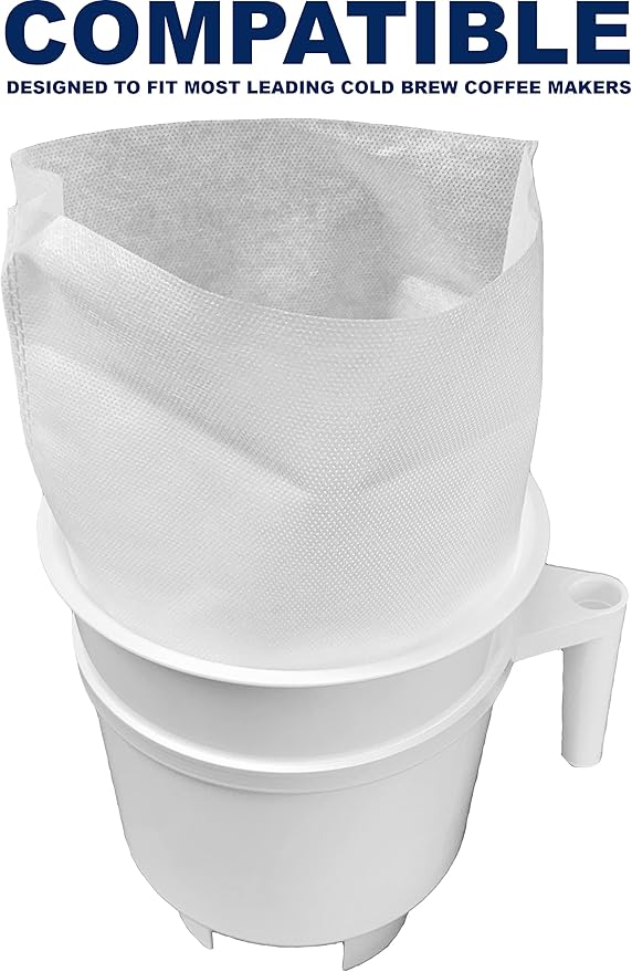 (50 Pack) Cold Brew Coffee Filters, 12" x 13" Compatible With Leading Cold Brew Coffee Makers
