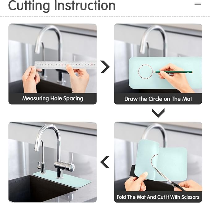 Kitchen Sink Splash Guard 2 PCS 14.7 Inch Sink Faucet Mat Splash Guard for Bathroom Countertop Water Absorbent Foldable Cuttable Soft Washable Blue