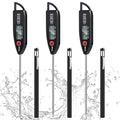 Copkim 3 Set Waterproof Food Thermometer for Water, Liquid, Candle and Cooking Digital Meat Thermometer with Long Probe Instant Read for Kitchen BBQ Grill Candy (Black)