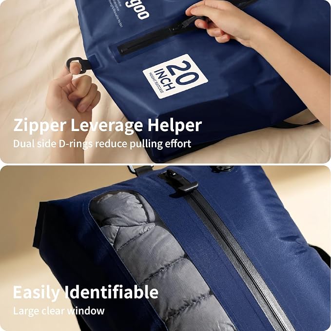 Vacuum Seal Bags for Travel with Pump, Navy, 20+20+28 | Reusable Nylon, Compression Packing Cubes, Odor & Waterproof, Space Saving for Suitcase & Backpack, 3PCS