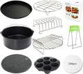 8 Inch Air Fryer Accessories Set of 10 for 3.5Qt-5.8Qt Phillips Nuwave Gowise Gourmia Ninja Dash Air Fryer, with Egg Bites Mold, Pizza Pan, Cake Barrel, Skewer Rack, Silicone Mat, Air Fryer Liners