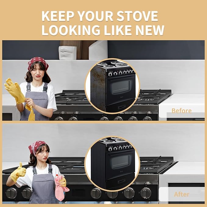 Stove Gap Covers 316 Stainless Steel,Thick Stove Gap Filler,Heat-Resistant Oven Side Gap Filler,Between Stove and Counter Slide In Range Trim Kit for Kitchen,2 Pack (23.2” Upgrade Shiny Black)
