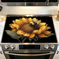 Stove Top Cover for Electric Stove 28.4 x 20.5 Inch Non Slip Stove Mat Oil Proof Sunflower Bee Glass Cooktop Protector Kitchen Counter Mat