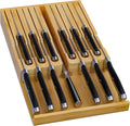 Domax Bamboo In-Drawer Knife Block - Kitchen Drawer Organizer Insert, Steak Knife Holder without Knives, Fits 12 Knives and 1 Sharpening Steel (Not Included), Natural