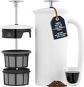 ESPRO Pro P7 French Press Stainless Steel 304 – Patented Double Walled Micro-Filter Insulated French Press Coffee Maker, Grit-Free Brew - Heat Resistant BPA Free - Matte White - 18oz