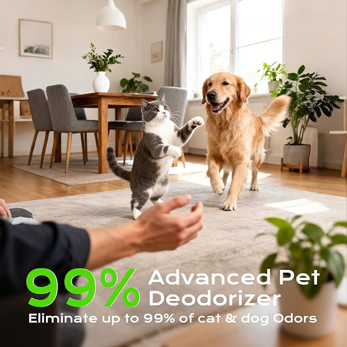 Cat Litter Deodorizer 99% Ozone Odor Eliminator Negative Ion 2-IN-1, Portable Plug In Ionic Air Purifier Filter-free Quiet Dog Poof Odor Removal for Home, Pets, Kitchen, Toilet, Wardrobe, Garage
