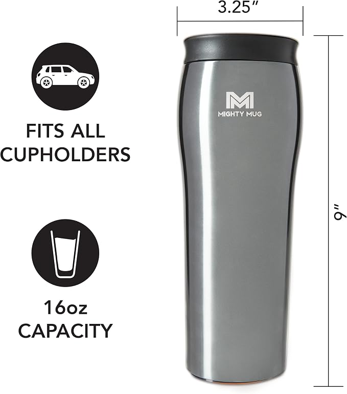 Mighty Mug | The Untippable Mug | Grips When Hit, Lifts for Sips | Insulated Stainless Steel Tumbler | Cupholder Friendly | Gifts for Women Men All | Leakproof | 6 Hour Hot / 24 Cold | 16oz | Pearl
