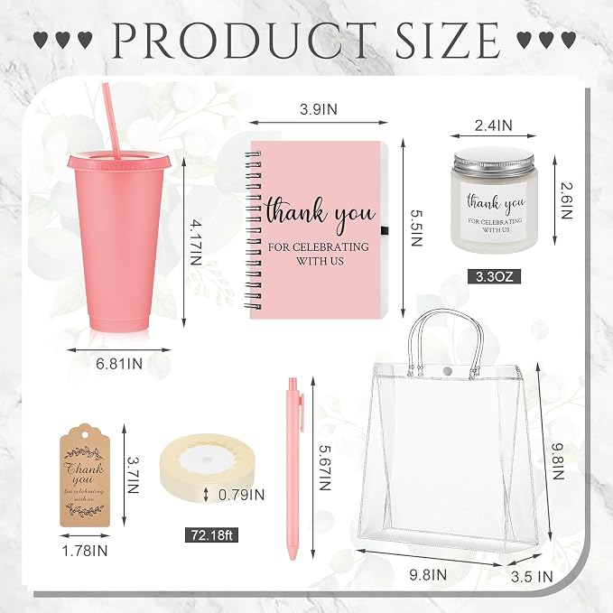 Nuogo 6 Sets New Parent Shower Prizes for Player Winners Adult, Wedding Bridal Shower Gift, Plastic Tumbler Notebook Scented Candle Ballpoint Pen Bag (Morandi Color,Classic Style)