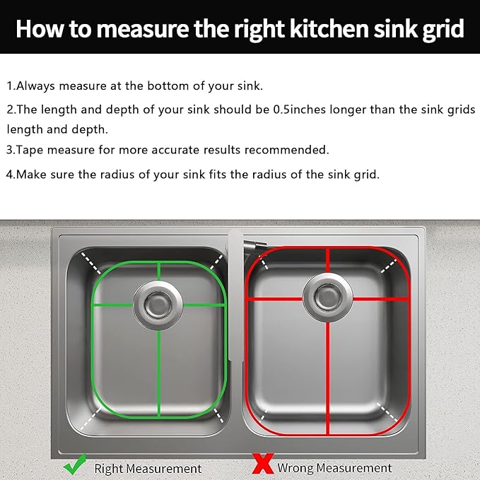 2Pack Sink Protectors for Kitchen Sink 13''x16''&11.2''x14.5'', Sink Rack for Bottom of Sink, Stainless Steel Sink Grid, Rust Resistant Metal Sink Protector with 2Pack Sink Strainer
