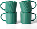 famiware Coffee Mug Set for 4, Star 12 oz Catering Mugs Cup Set with Handle for Coffee, Tea, Cocoa, Milk- Ceramic Stoneware Drinkware Set, Sage Green