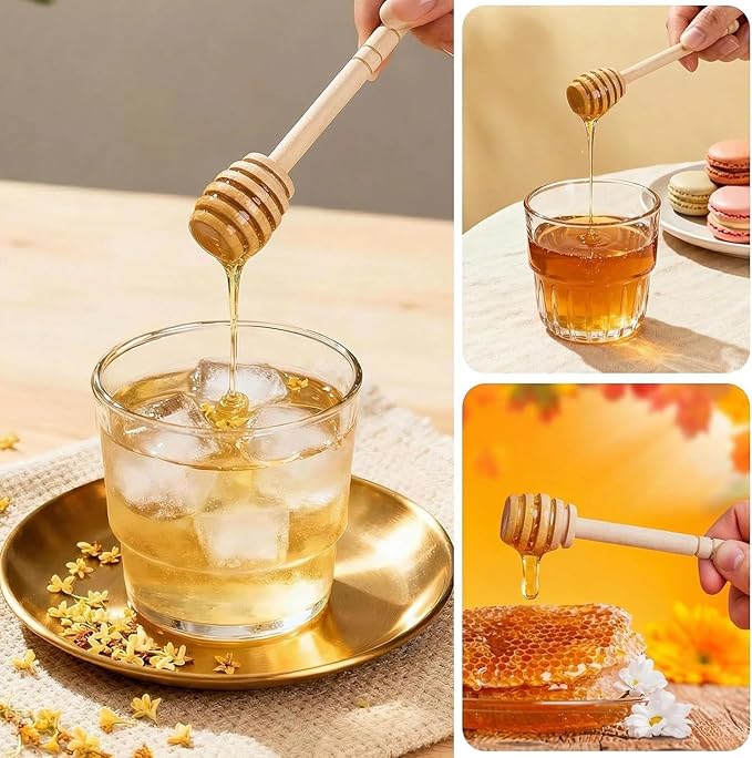 10Pcs 6 Inch Honey Dipper Sticks - Wooden Honey Dipper, 6 Inch Mini Honeycomb Stick, Honey Stirrer Stick for Honey Jar Dispense Drizzle Honey and Wedding Party Present