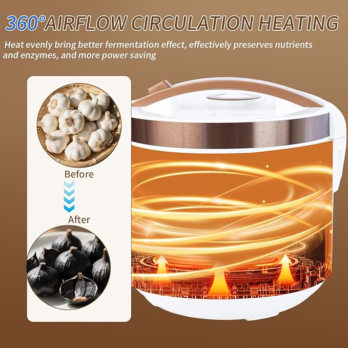 6L Black Garlic Fermenter,110V Yogurt Maker with Adjustable Temperature & Time Control,Garlics Maker Multi, Clove Garlic Cooker, Kimchi machine,Sweet Rice Wine Maker Full Automatic,Natto Maker