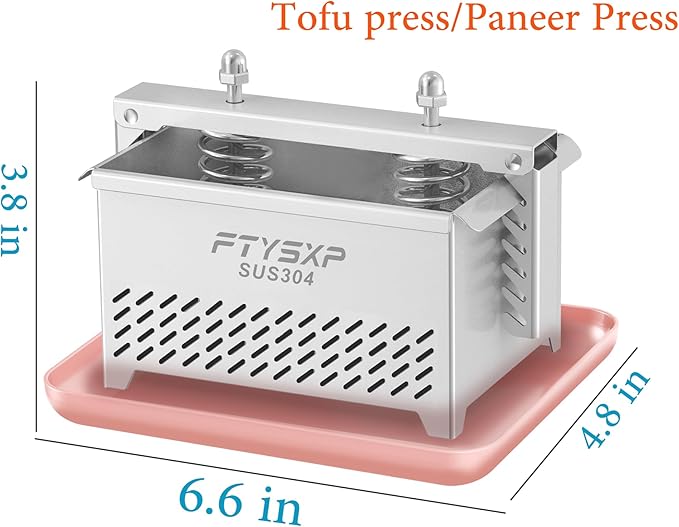 Tofu Press -304 Stainless Steel Cheese Press, Paneer Make and Vegetarian Tofu Press, Heavy Pressure Adjustable,BPA Free, Dishwasher Safe for tofu Maker and ham Press,Meat pressing (6.3*4.7*4.8 in)