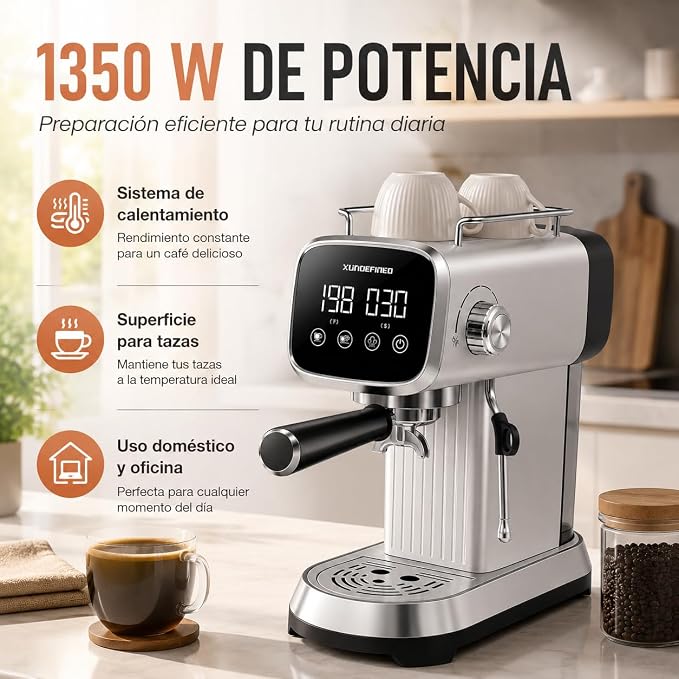 Espresso Machines 20 Bar with LED Touchscreen, Adjustable Temperature(185~203°F) Timing(25~60s), Compact Stainless Steel Coffee Maker with Milk Frother Steam Wand for Home Cappuccino & Latte Maker