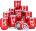 Uiifan 20 Pack Christmas Tumblers Gifts 12 Oz Xmas Funny Tumbler Christmas Stainless Steel Coffee Mugs Set Xmas Insulated Travel Cup with Straw Lid for Family Xmased Holiday Gift (Red)