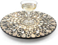 13.4" Mother of Pearl Lazy Susan, 360 Degrees Rotating Table Turntable Organizer Round Wood Spinning Tray for Countertop Table Cabinet Living Room Kitchen Office Home Decor (Black Leopard Print)