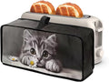 Toaster Cover 2 Slice Grey Cat Slim 2 Slice Toaster Cover Easy to Fold and Carry, Heat-Resistant Dustproof Dust Covers for Toasters Long Slot, Machine Washable