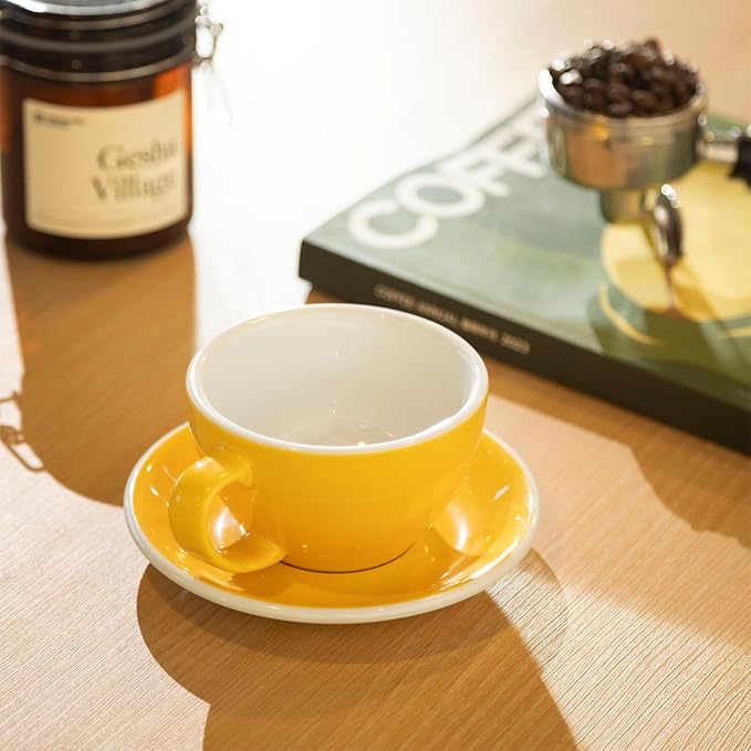 Loveramics 2 Set x 10 oz Latte Art Cup and Saucer (Yellow + Red)