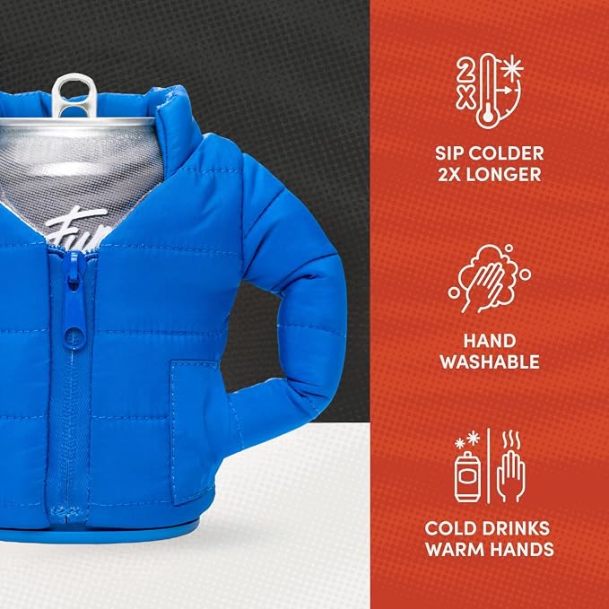 Puffin - The Puffy Jacket - Insulated 12 oz Can Cooler I Beer Bottle & Soda Can Insulator, Keep Drinks and Beverages Cold - Varsity Blue