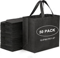 JERIA Black Reusable Totes Bag with Reinforced Handles Non Woven Bulk Shopping Bags