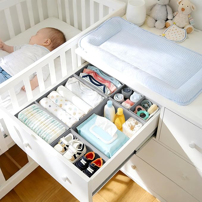 DIMJ Drawer Organizer Clothes, 21 Pack Dresser Organizer, Foldable Closet Organizers and Storage, Fabric Dresser Bins, Drawer Dividers for Nursery, Baby Clothes, Underwears, Sock