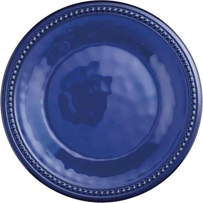 UPware 12 Piece Beaded Melamine Dinnerware Sets, Outdoor Dishes Set, Plates and Bowls Sets, Service for 4, Indigo Blue