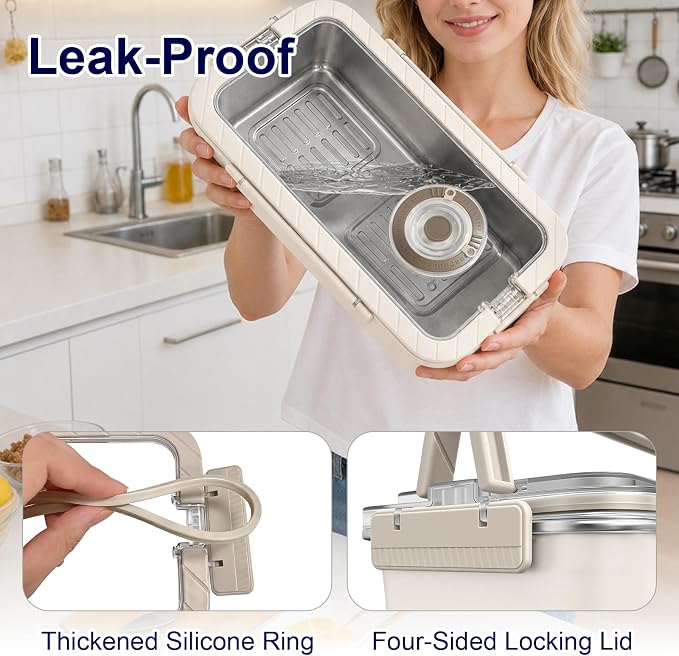QCQHDU Bread Box, Time Recording Stainless Steel Corner Fresh Bread Box Airtight Keeper Food Storage Container for Kitchen Countertop Homemade Breadbox BPA Free, 5800ML Large Capacity, Beige