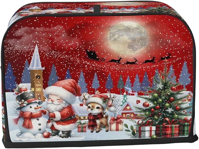 Christmas Santa Claus Xmas Decor Toaster Cover 2 Slice Dust and Fingerprint Protection Toaster Bread Maker Covers Washable Kitchen Small Appliance Covers for Kitchen Accessories Decor Bakeware Gift