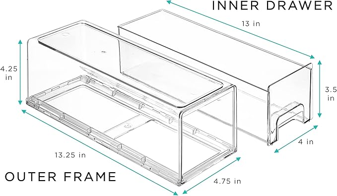 Sorbus Small Clear Stackable Drawers, Plastic Storage with Handles - Craft, Clothes, Medicine, Makeup, Closet, Art Supply, Bathroom, Shoe, Toy Organizer (2 Pack Wide)