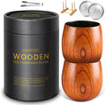 GENUINED 11oz Charred Wooden Bourbon Drinking Glass, Old Fashioned Smoke Whiskey Glasses Set of 2, Gifts for Men