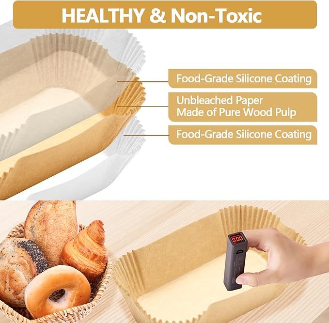 UBeeize 2lb Loaf Pan Liners, 100 PCS Loaf Pan Liners for Baking Bread 9x5, Non-Stick Bread Pan Liners, Pre-formed Rectangle Paper for Bread and Cakes