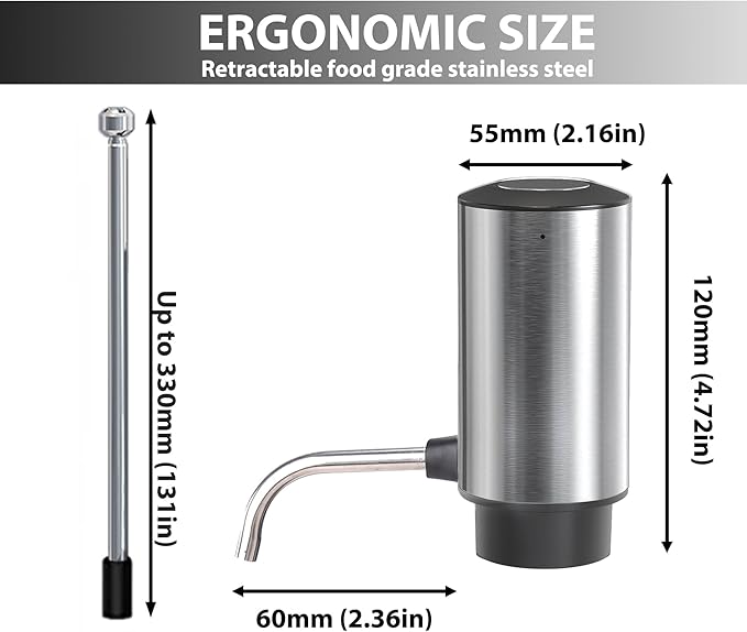 Electric Wine Aerator Pourer Decanter Type C Rechargeable Automatic Wine Dispenser with Retractable Tube Stand Base for One-Touch Instant Oxidation for Wine Lovers