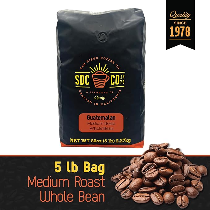 San Diego Coffee Central American Blend, Medium Roast, Whole Bean Coffee, 5-Pound Bag Café en grano tostado