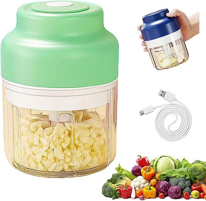 2026 New Household Electric Garlic Crusher, Rechargeable Mini Food Chopper with USB Cable, Strong Battery Life, One-Touch Operation for Chopping Garlic, Onion (Green, S)